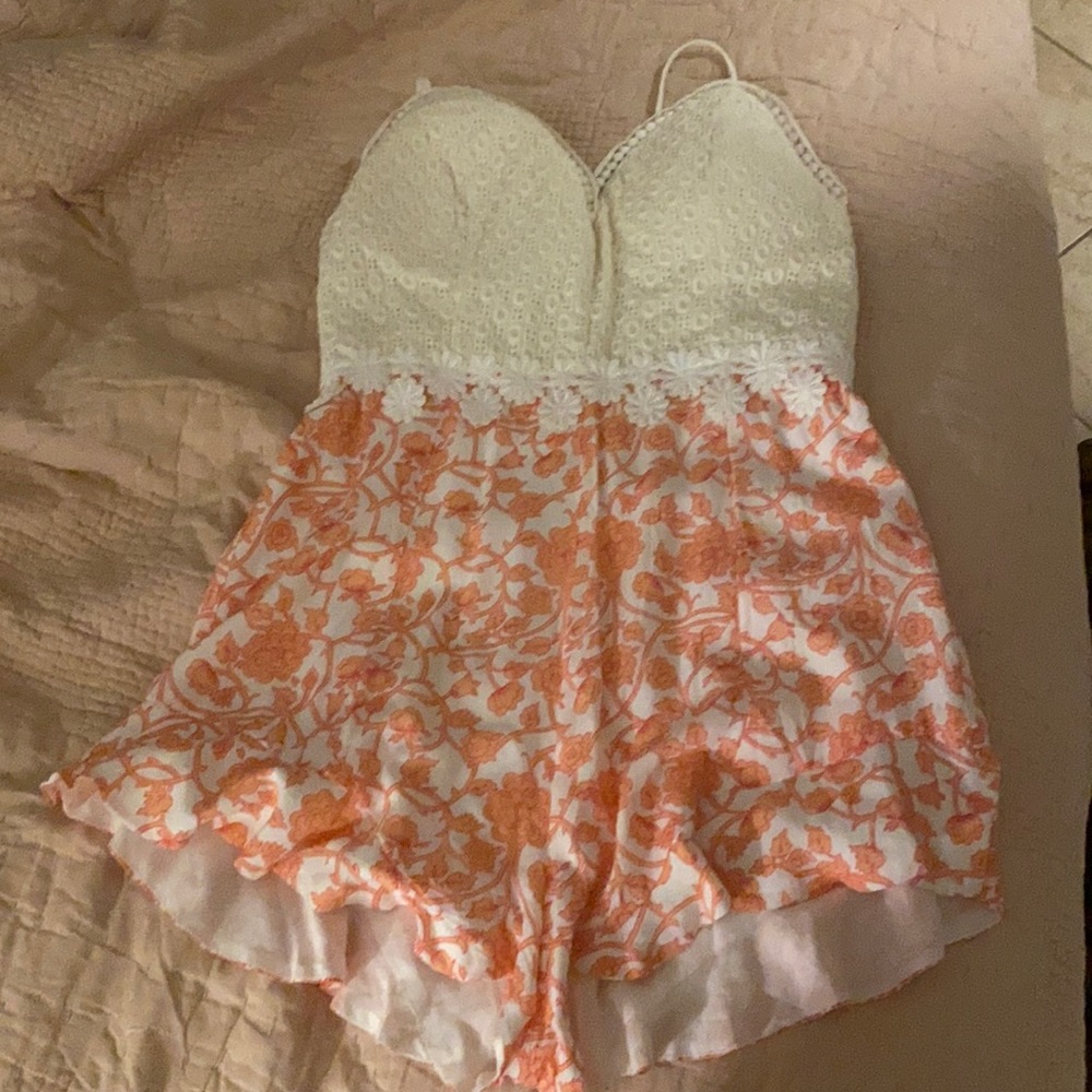 Pink and white romper